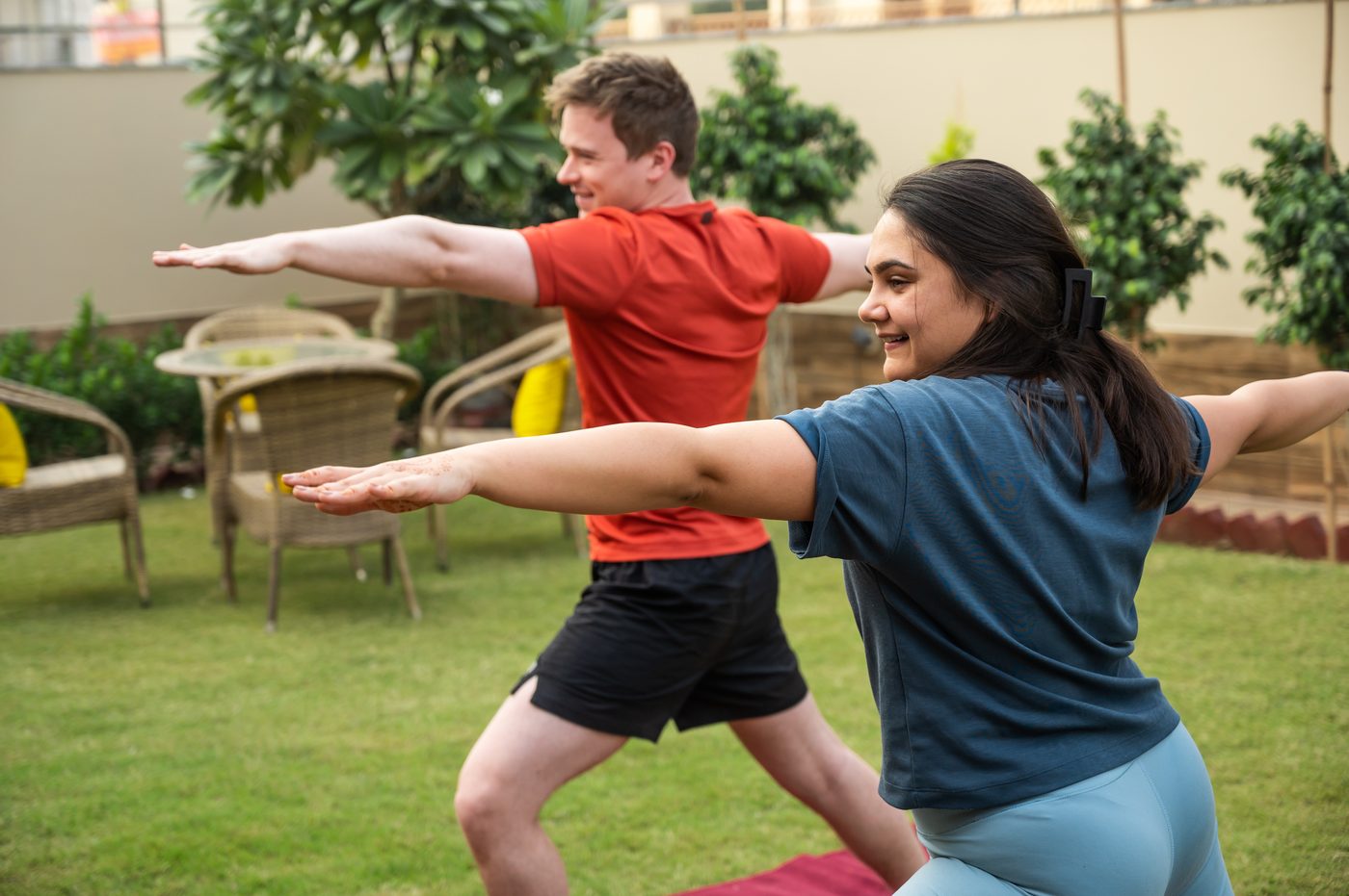 Outdoor warrior pose